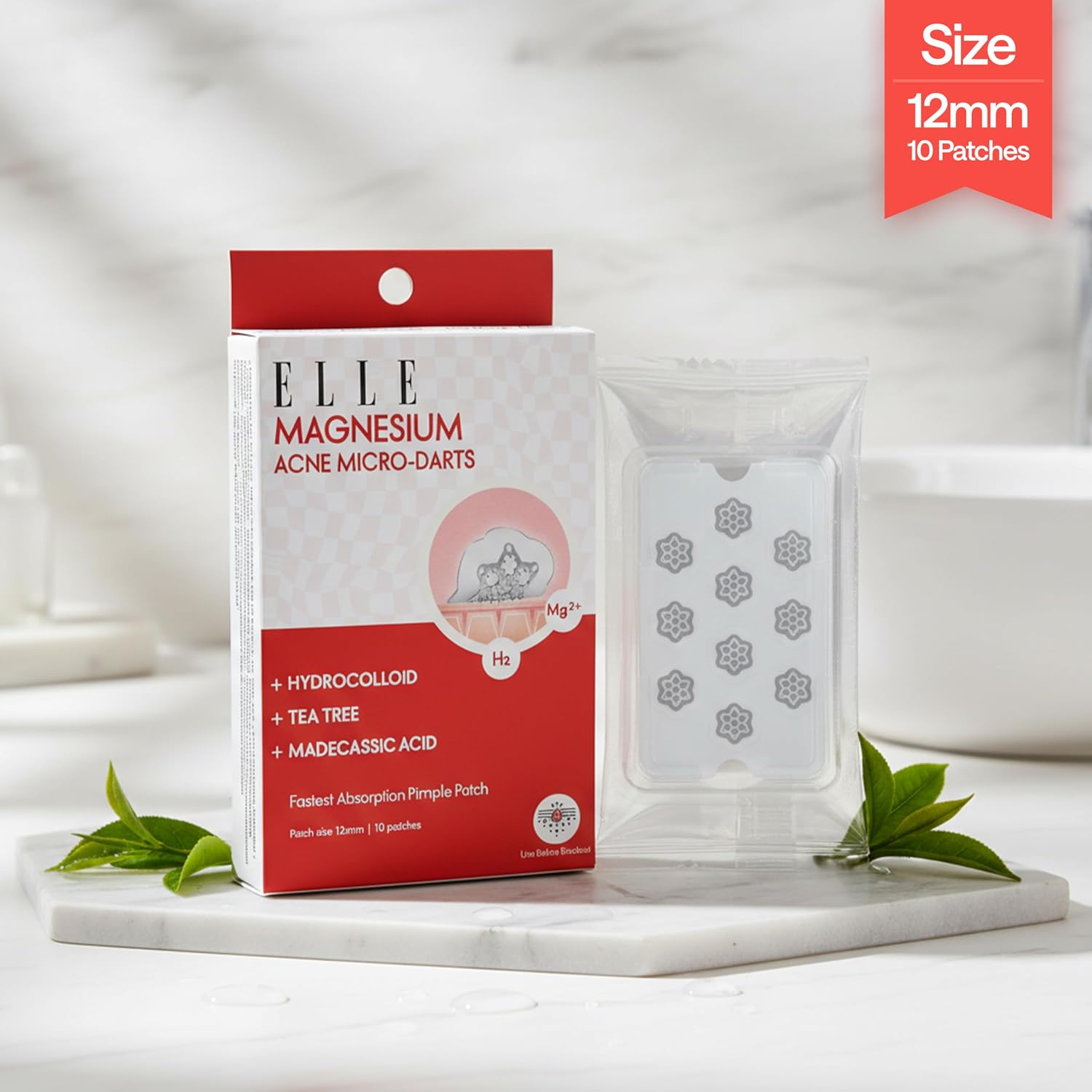 ELLE Magnesium Acne Patch |Micro-Dart | Magnesium - The Magic Mineral | Deep Penetrating Hydrocolloid Pimple Patch | Early Stage & Pus Pimples | Tea Tree & Madecassic Acid | 10 Patches
